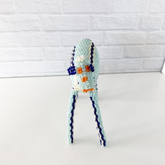 Beaded Horse Figure Sculpture South Africa Art 6" x 6" Blue Animal Long Legs - Picture 2 of 8